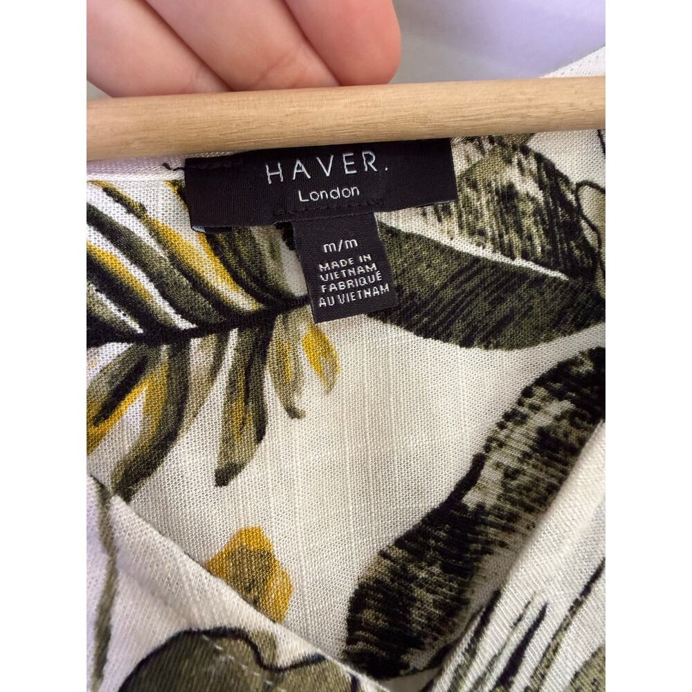 Haver London Floral Tie Front Blouse Medium Linen Blend Cottagecore - Picture 3 of 5